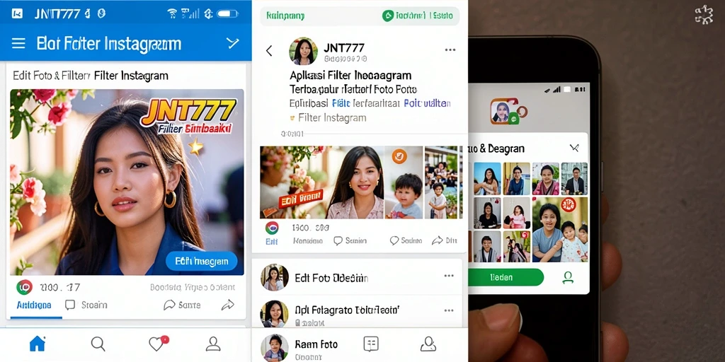 Antarmuka JNT777 dengan fitur-fitur Filter Instagram yang menarik.