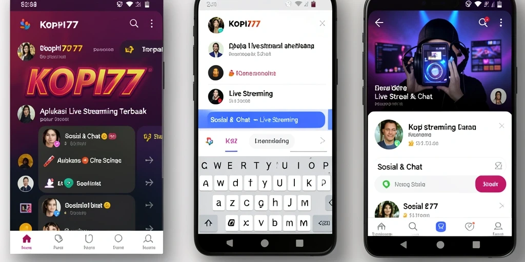 Screenshot antarmuka KOPI77 saat Live Streaming dengan fitur interaktif.