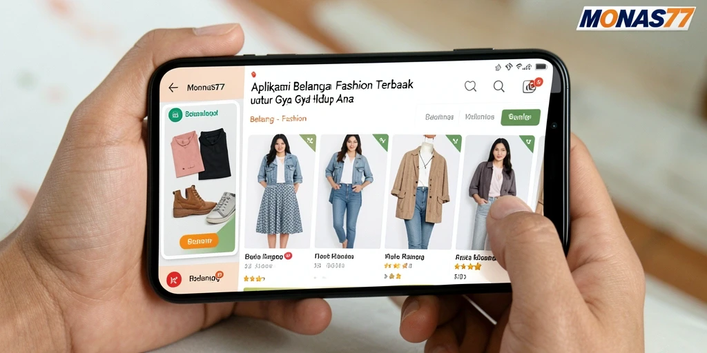 Antarmuka aplikasi MONAS77 yang memudahkan belanja fashion.