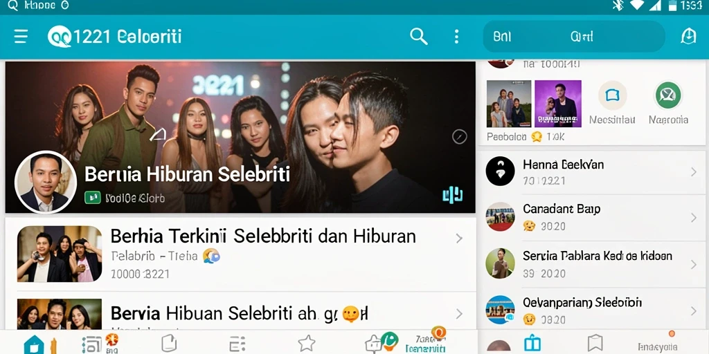 Antarmuka menarik dengan berita terbaru tentang selebriti.