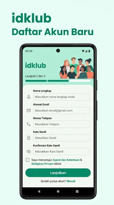 Cara Registrasi Akun Baru idklub untuk Pengguna Android